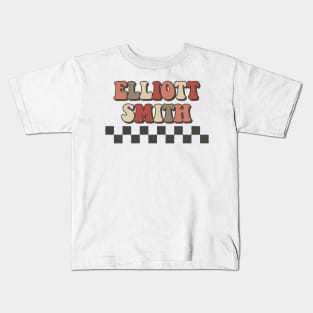 Elliott Smith Checkered Retro Groovy Style Kids T-Shirt